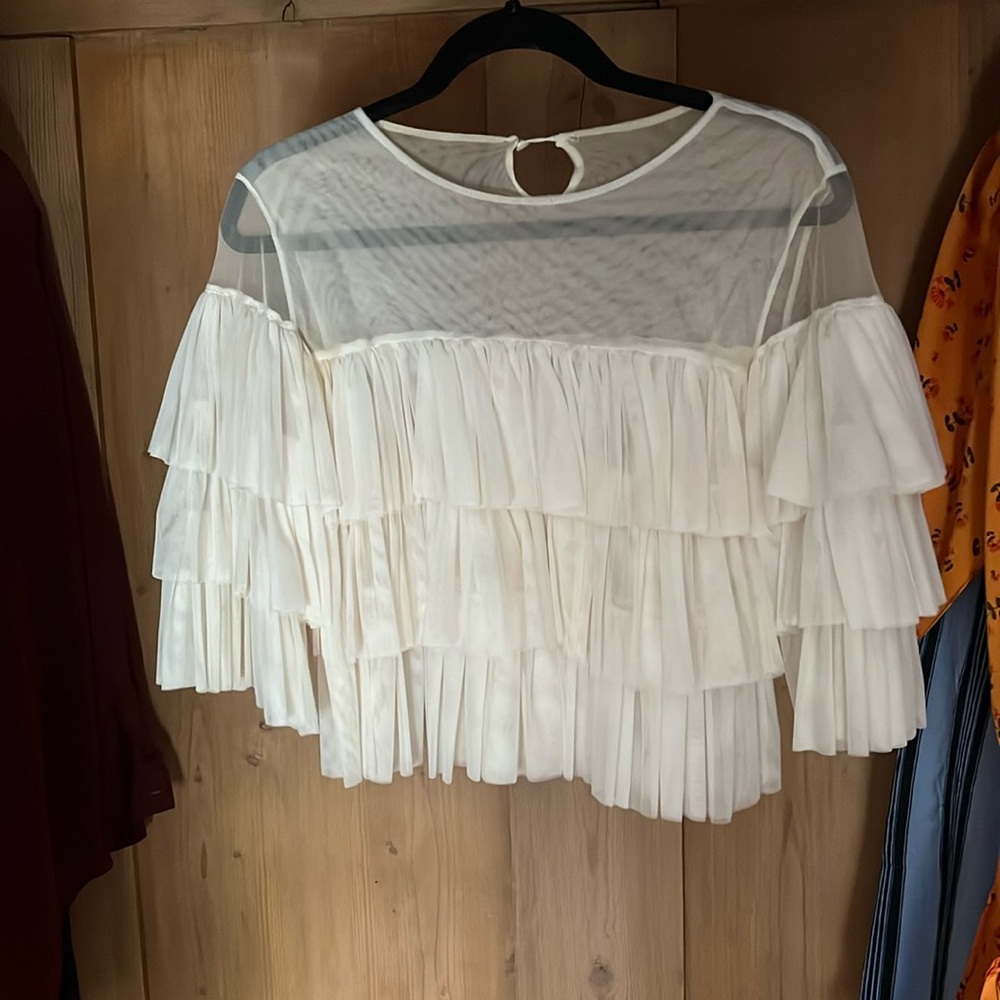 Mesh Ruffle Top